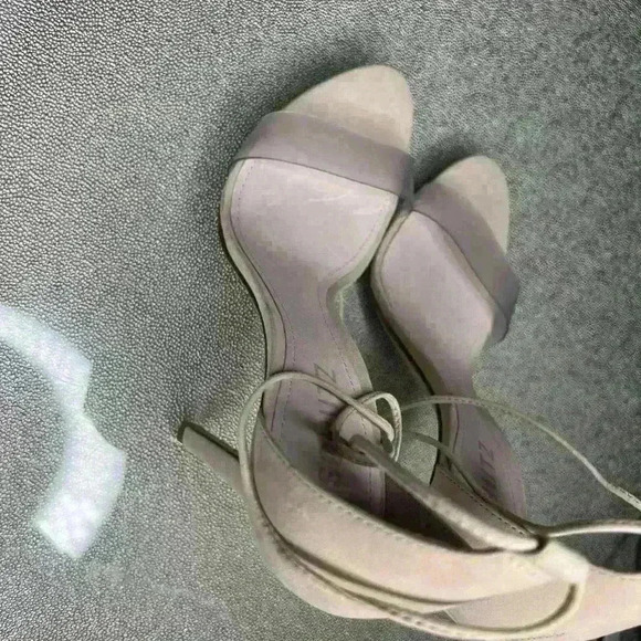 Schutz N7530* Women’s Josseana Open Toe Eggshell Ecru Nubuck High-Heel Sandals - Picture 2 of 7